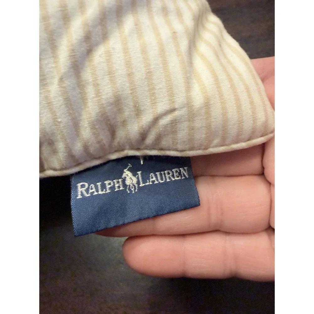 Ralph Lauren White Goose Down Feather Standard Pillow Vintage Striped USA